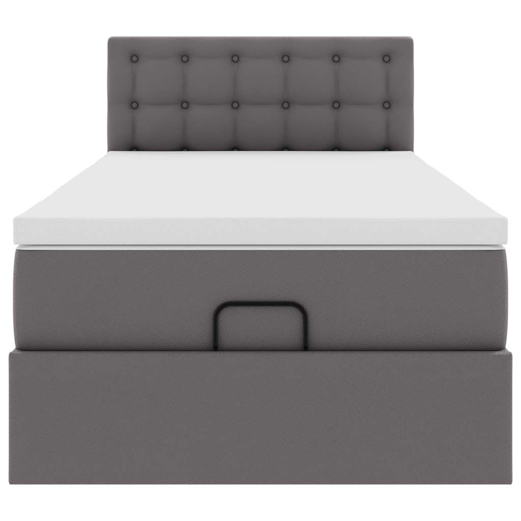 Struttura Letto Pouf con Materasso Grigio 80x200 cm Similpelle