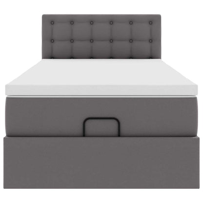 Struttura Letto Pouf con Materasso Grigio 80x200 cm Similpelle