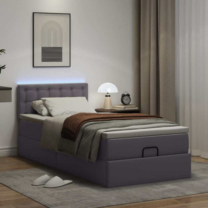 Struttura Letto Pouf con Materasso Grigio 90x190 cm Similpelle | homemem39