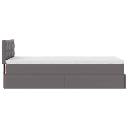 Struttura Letto Pouf con Materasso Grigio 90x190 cm Similpelle