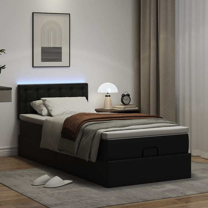 Struttura Letto Pouf con Materasso Nero 90x200 cm Similpelle | homemem39