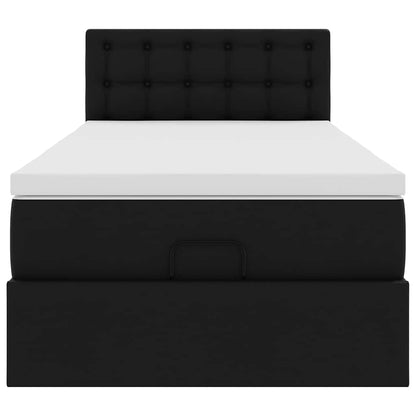 Struttura Letto Pouf con Materasso Nero 90x200 cm Similpelle | homemem39