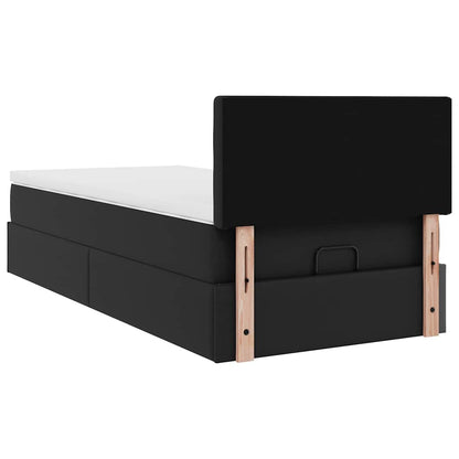 Struttura Letto Pouf con Materasso Nero 90x200 cm Similpelle | homemem39