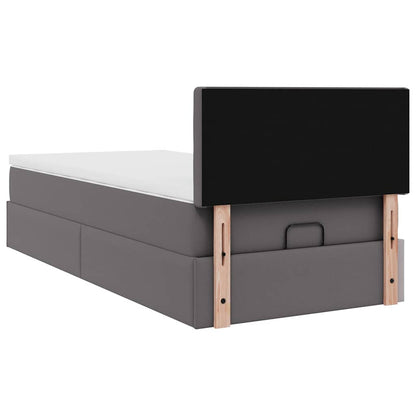 Struttura Letto Pouf con Materasso Grigio 90x200 cm Similpelle | homemem39