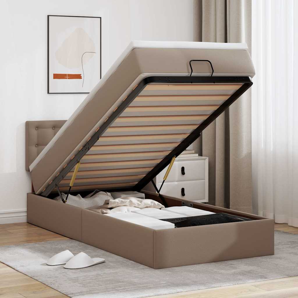 Struttura Letto Pouf con Materasso 90x200 cm Similpelle | homemem39