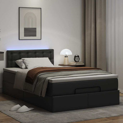 Pouf Letto con Materassi e LED Nero 120x190 cm Similpelle - homemem39