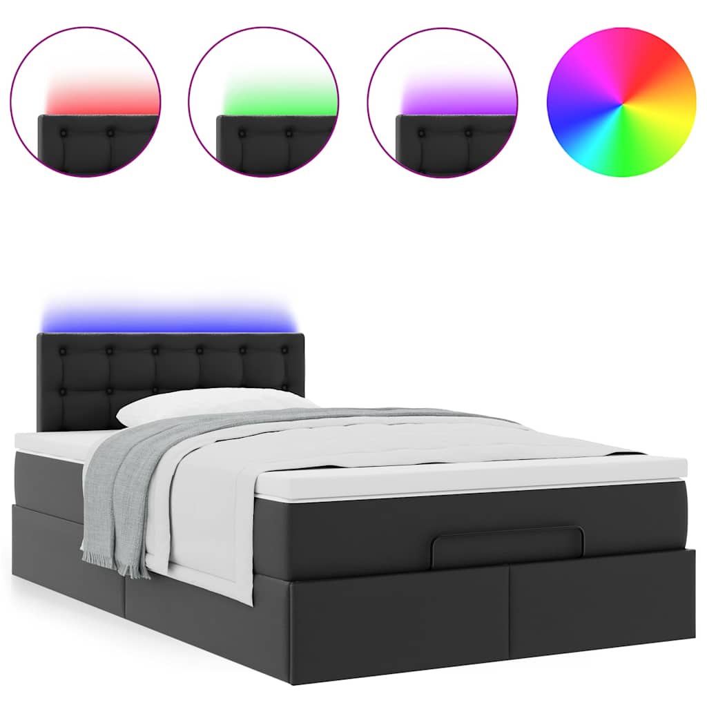 Pouf Letto con Materassi e LED Nero 120x190 cm Similpelle - homemem39