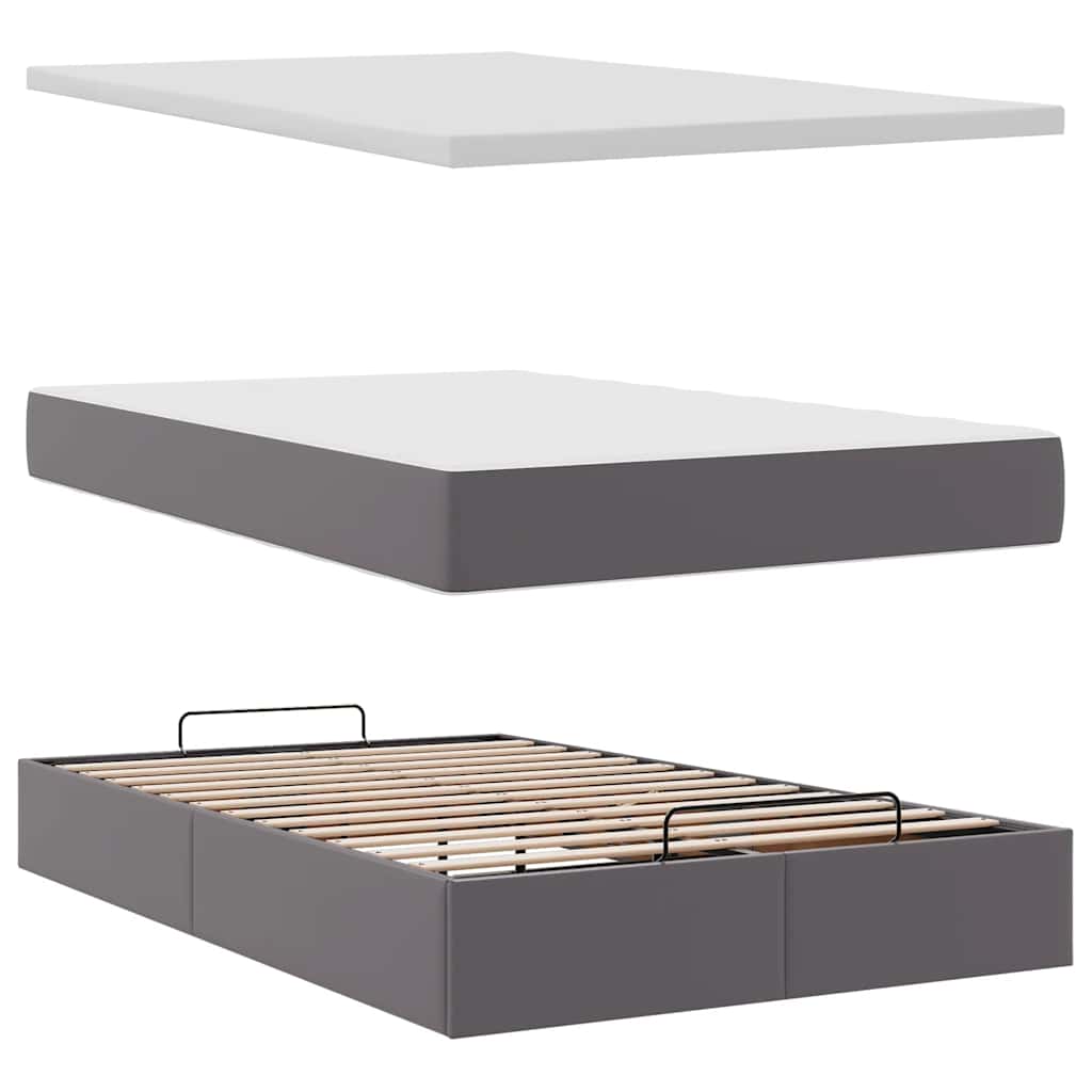 Pouf Letto con Materassi e LED Grigio 120x190 cm Similpelle