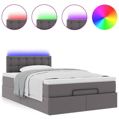 Pouf Letto con Materassi e LED Grigio 120x190 cm Similpelle | homemem39