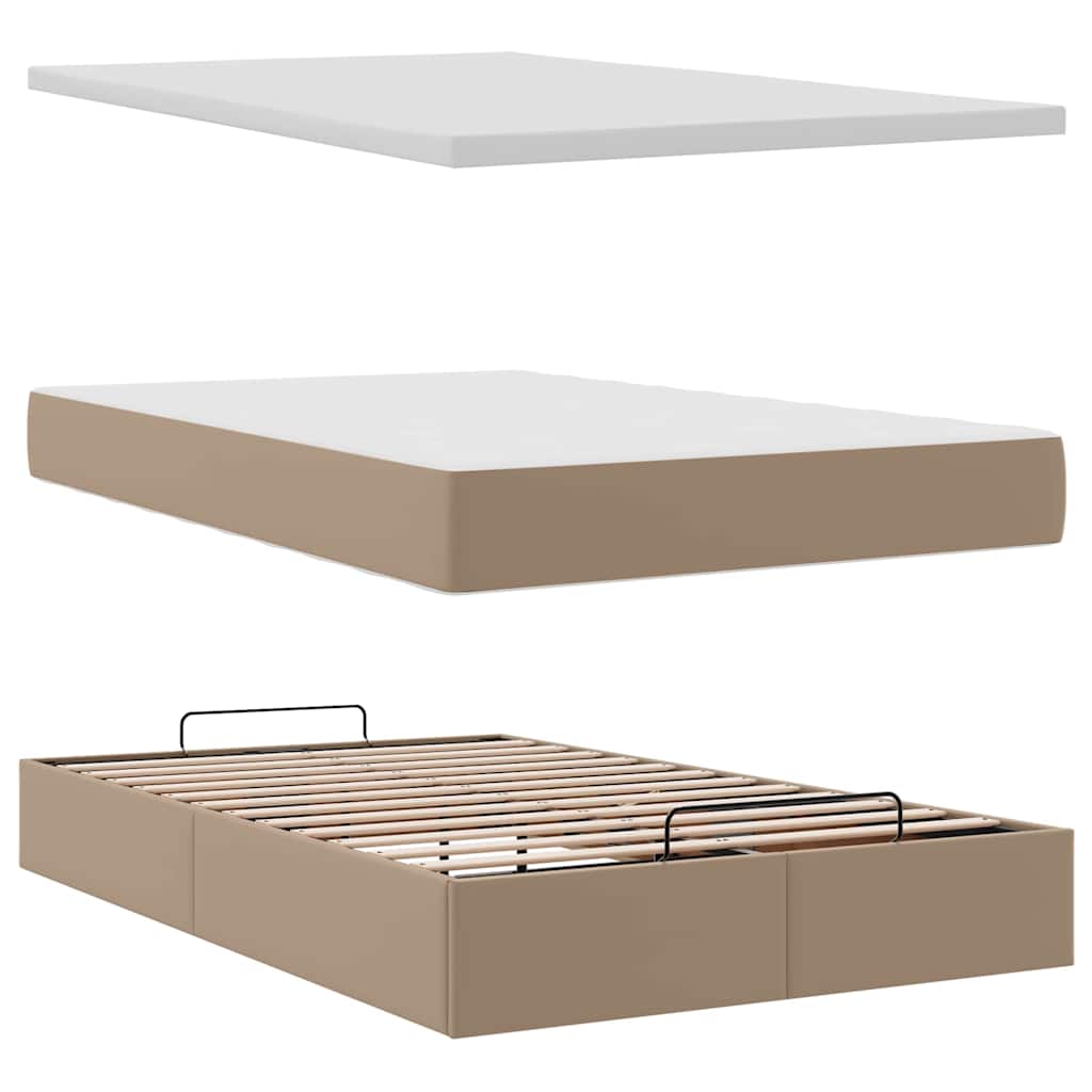 Pouf Letto con Materassi e LED Cappuccino 120x190 cm Similpelle