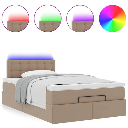 Pouf Letto con Materassi e LED Cappuccino 120x190 cm Similpelle | homemem39