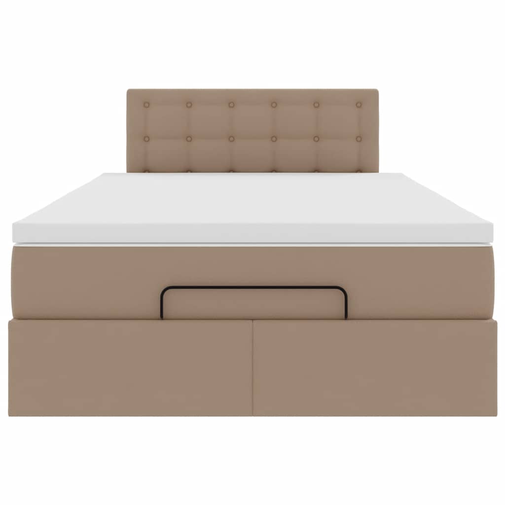 Pouf Letto con Materassi e LED Cappuccino 120x190 cm Similpelle