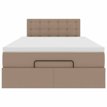 Pouf Letto con Materassi e LED Cappuccino 120x190 cm Similpelle