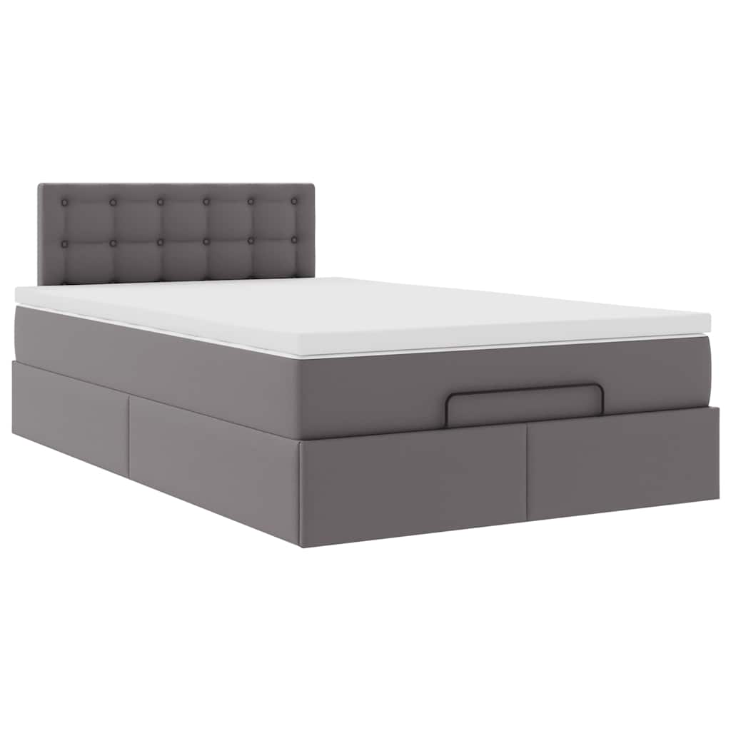 Struttura Letto Pouf con Materasso Grigio 120x200 cm Similpelle | homemem39