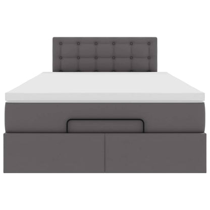 Struttura Letto Pouf con Materasso Grigio 120x200 cm Similpelle | homemem39
