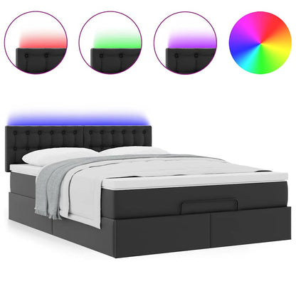 Pouf Letto con Materassi e LED Nero 140x190cm Similpelle - homemem39