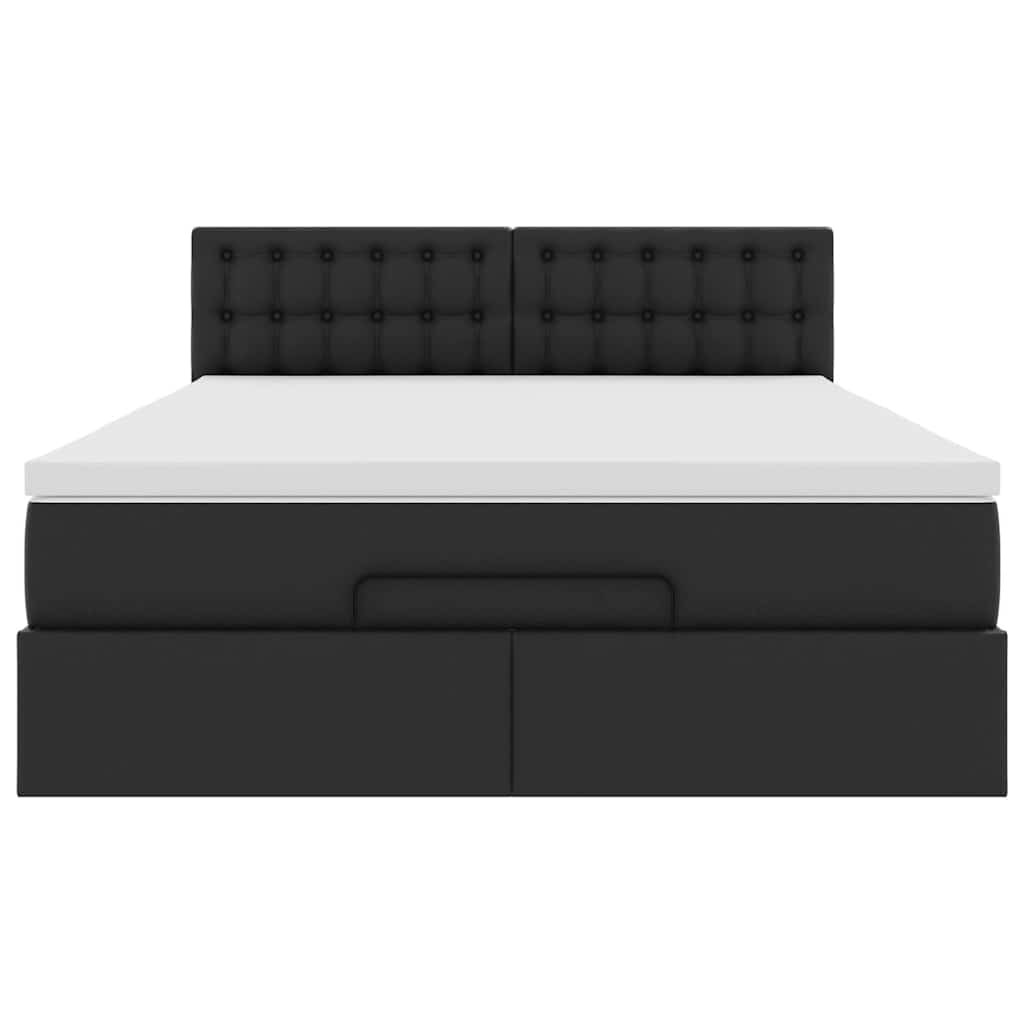 Pouf Letto con Materassi e LED Nero 140x190cm Similpelle