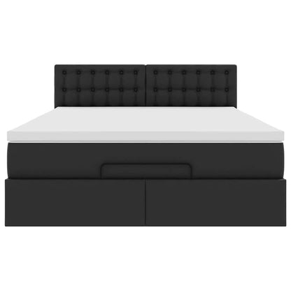 Pouf Letto con Materassi e LED Nero 140x190cm Similpelle