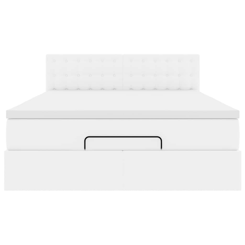 Pouf Letto con Materassi e LED Bianco Puro 140x190cm Similpelle