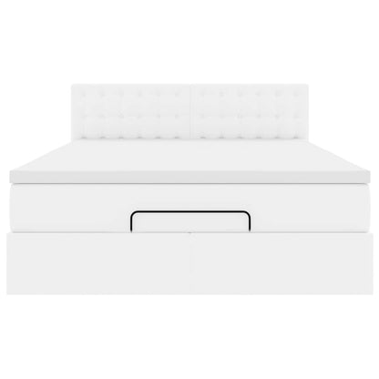 Pouf Letto con Materassi e LED Bianco Puro 140x190cm Similpelle