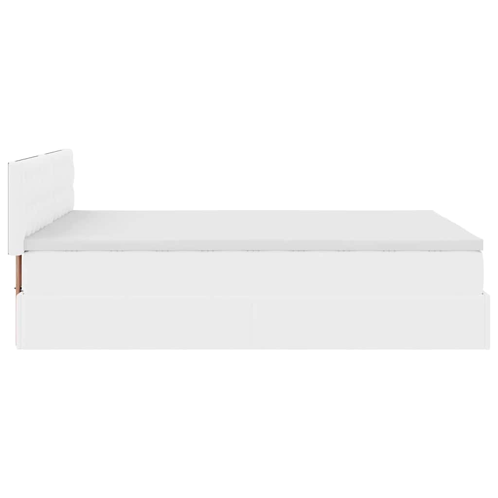 Pouf Letto con Materassi e LED Bianco Puro 140x190cm Similpelle