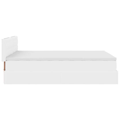Pouf Letto con Materassi e LED Bianco Puro 140x190cm Similpelle