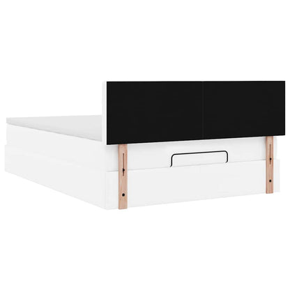 Pouf Letto con Materassi e LED Bianco Puro 140x190cm Similpelle