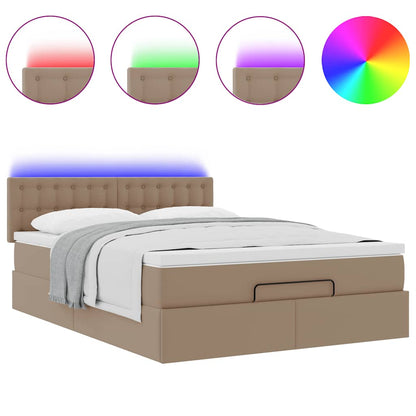 Pouf Letto con Materassi e LED Cappuccino 140x190cm Similpelle | homemem39
