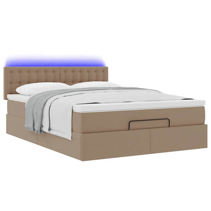 Pouf Letto con Materassi e LED Cappuccino 140x190cm Similpelle | homemem39