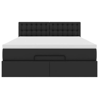 Pouf Letto con Materassi e LED Nero 140x200cm Similpelle - homemem39