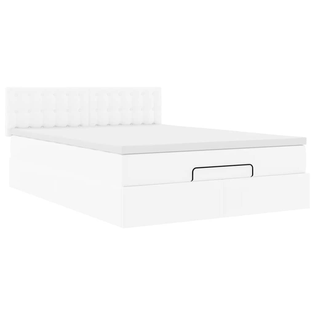 Pouf Letto con Materassi e LED Bianco Puro 140x200cm Similpelle | homemem39