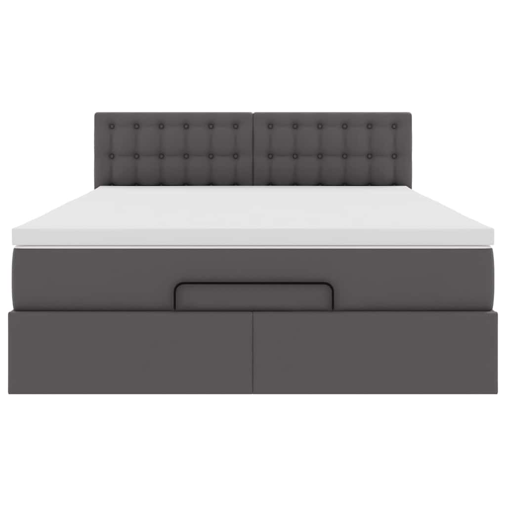 Pouf Letto con Materassi e LED Grigio 140x200cm Similpelle