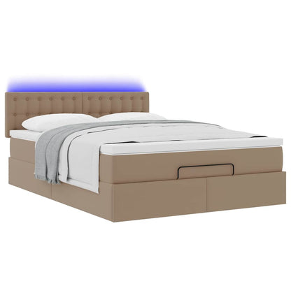 Pouf Letto con Materassi e LED Cappuccino 140x200cm Similpelle | homemem39
