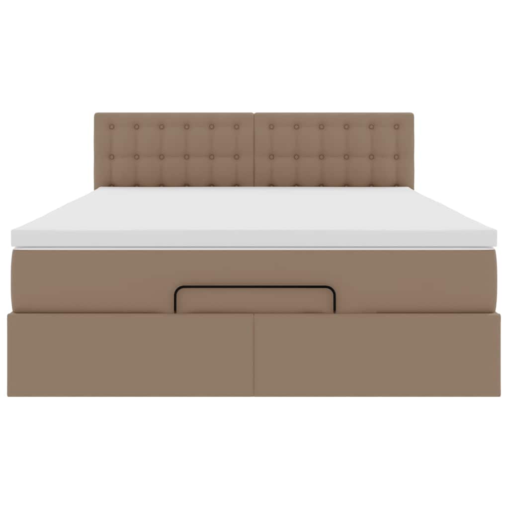 Pouf Letto con Materassi e LED Cappuccino 140x200cm Similpelle | homemem39