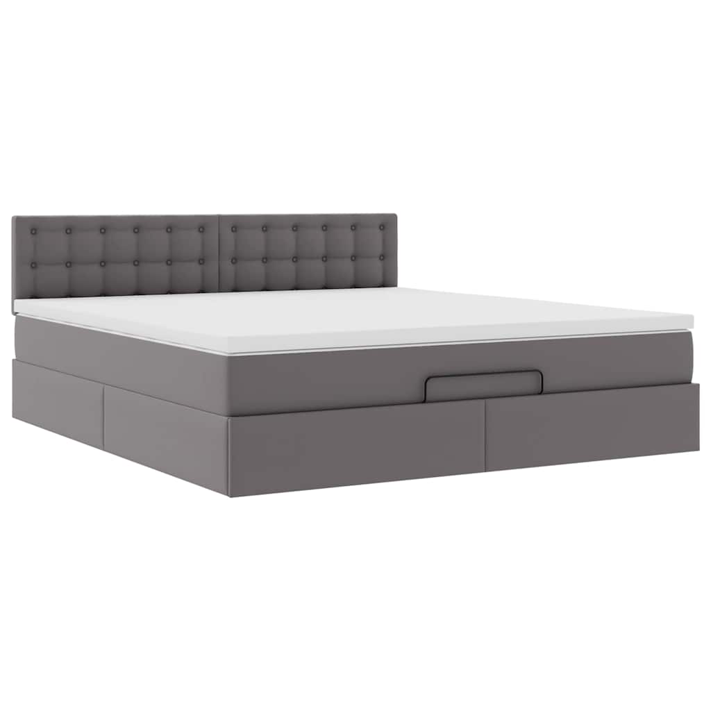 Pouf Letto con Materassi e LED Grigio 160x200cm Similpelle | homemem39