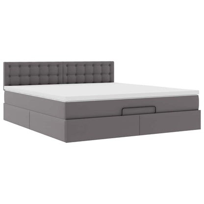Pouf Letto con Materassi e LED Grigio 160x200cm Similpelle | homemem39