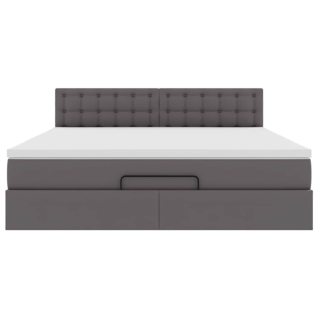 Pouf Letto con Materassi e LED Grigio 160x200cm Similpelle | homemem39