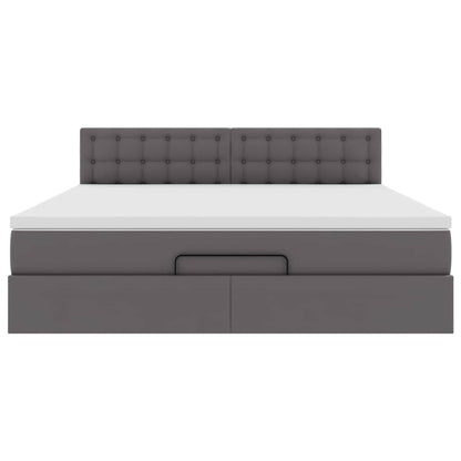 Pouf Letto con Materassi e LED Grigio 160x200cm Similpelle | homemem39
