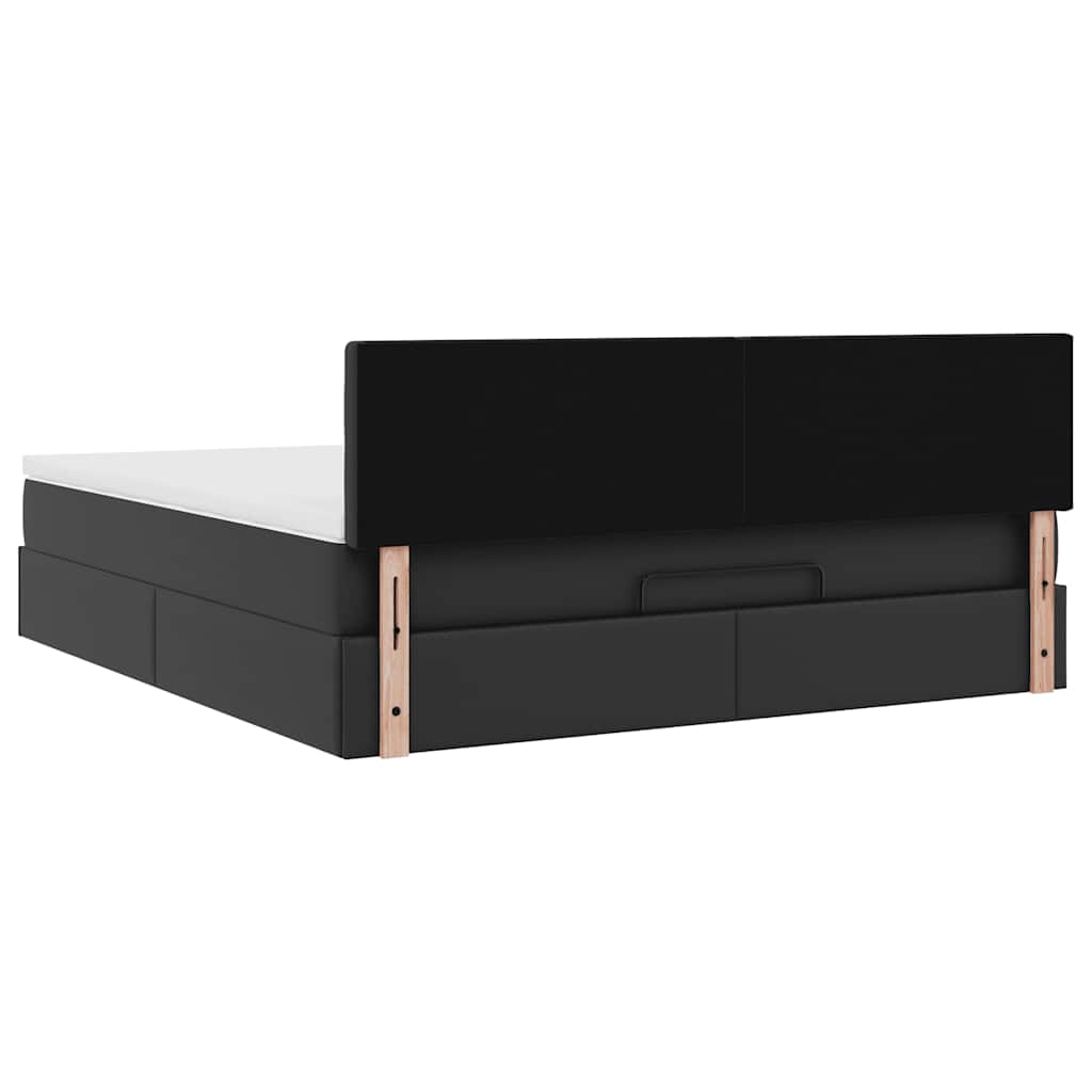Pouf Letto con Materassi e LED Nero 180x200cm Similpelle
