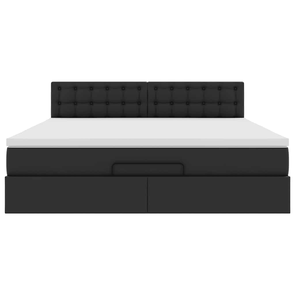 Pouf Letto con Materassi e LED Nero 180x200cm Similpelle