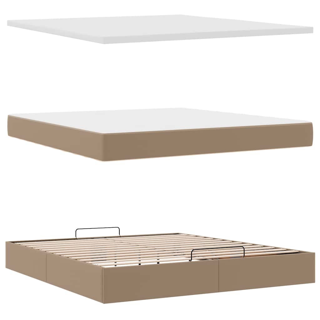 Pouf Letto con Materassi e LED Cappuccino 180x200cm Similpelle | homemem39