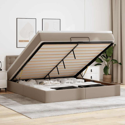 Pouf Letto con Materassi e LED Cappuccino 180x200cm Similpelle | homemem39