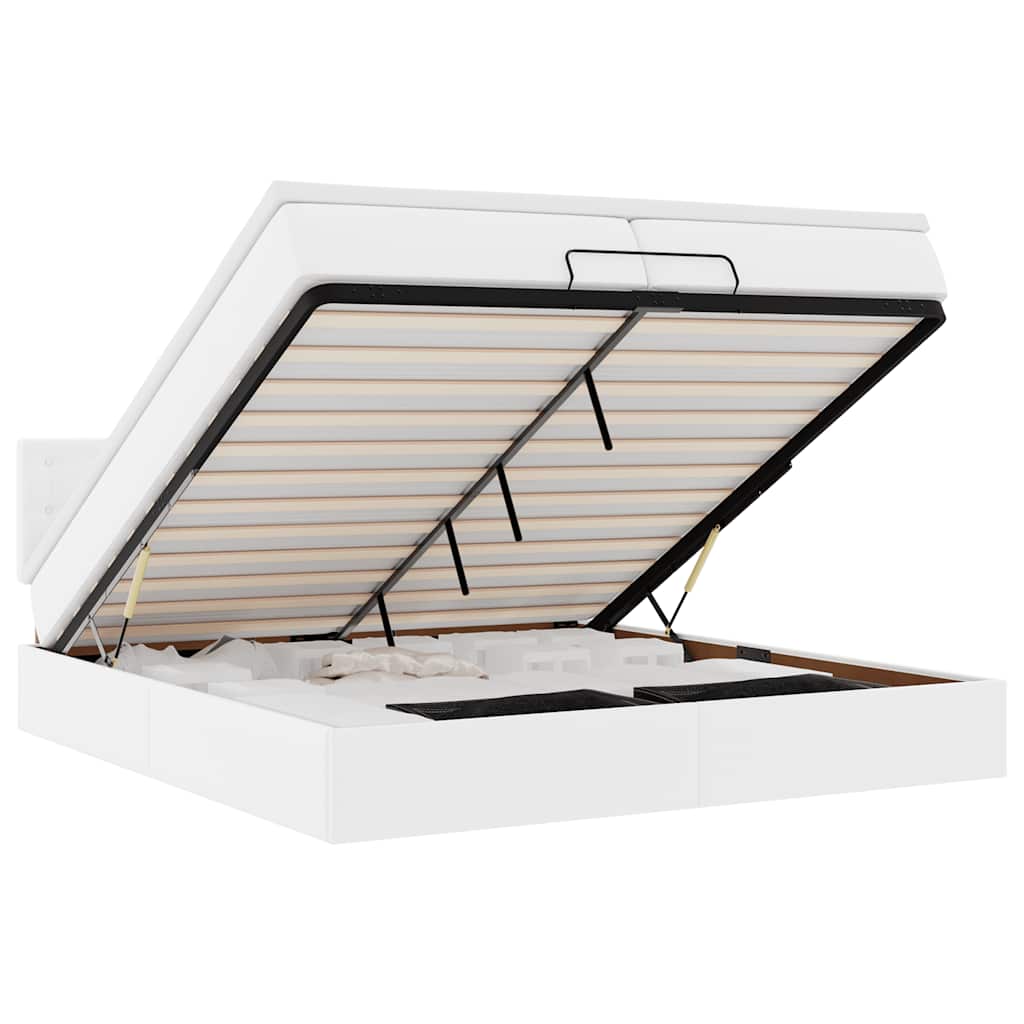 Struttura Letto Pouf con Materasso 200x200 cm Similpelle