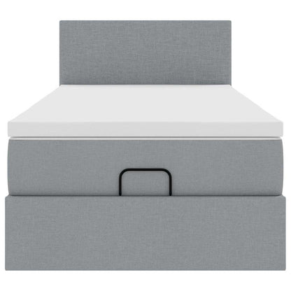 Pouf Letto con Materasso e LED Grigio Chiaro 80x200cm Tessuto
