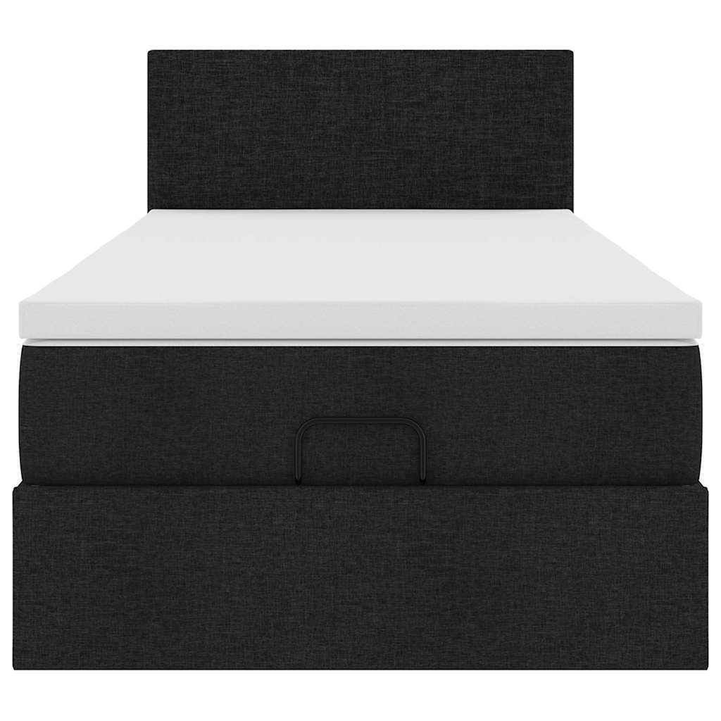 Pouf Letto con Materasso e LED Nero 80x200cm in Tessuto | homemem39