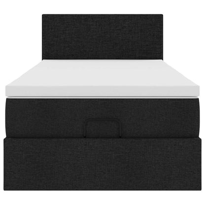 Pouf Letto con Materasso e LED Nero 80x200cm in Tessuto | homemem39