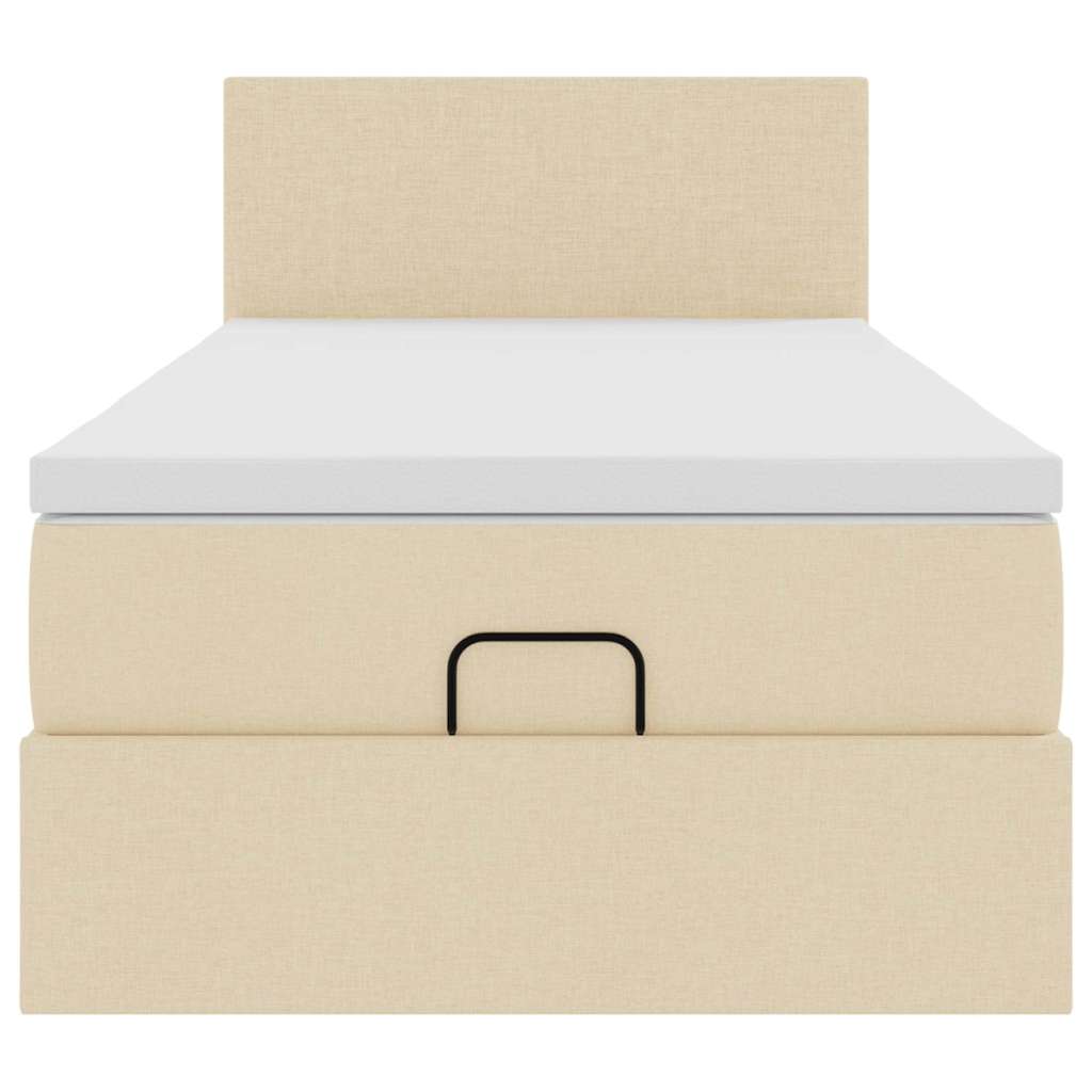 Struttura Letto Pouf con Materasso Crema 80x200 cm in Tessuto