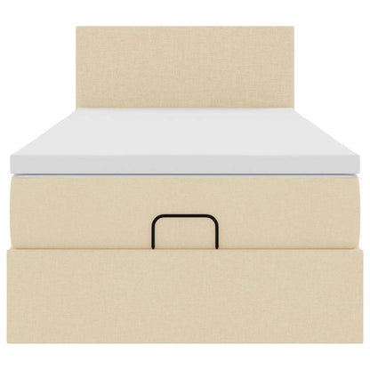 Struttura Letto Pouf con Materasso Crema 80x200 cm in Tessuto