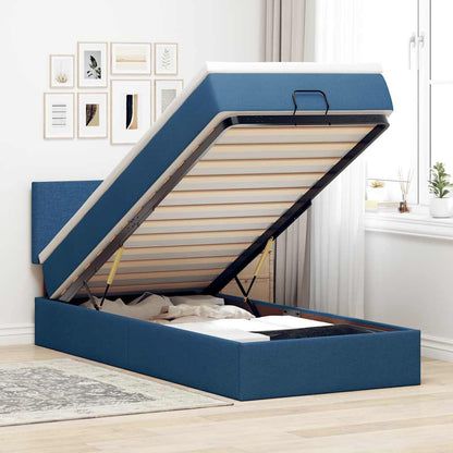 Struttura Letto Pouf con Materasso Blu 80x200 cm in Tessuto | homemem39