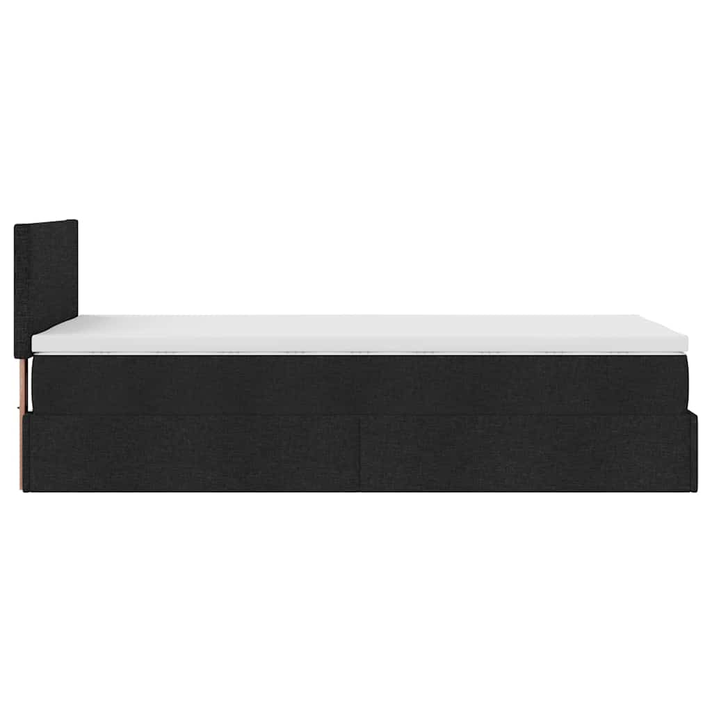 Struttura Letto Pouf con Materasso Nero 90x190 cm in Tessuto | homemem39